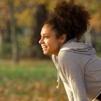 woman happy from exercising